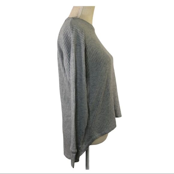 Project Social T Waffle Knit Top High Low Hem Grey Size XSmall Oversized - Picture 4 of 10